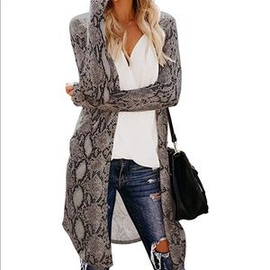 Snakeskin Long Open Cardigan